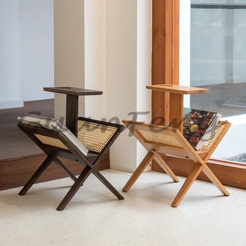 Style Solid Wood Rattan Storag - Magazine Holder Rack recension och pris