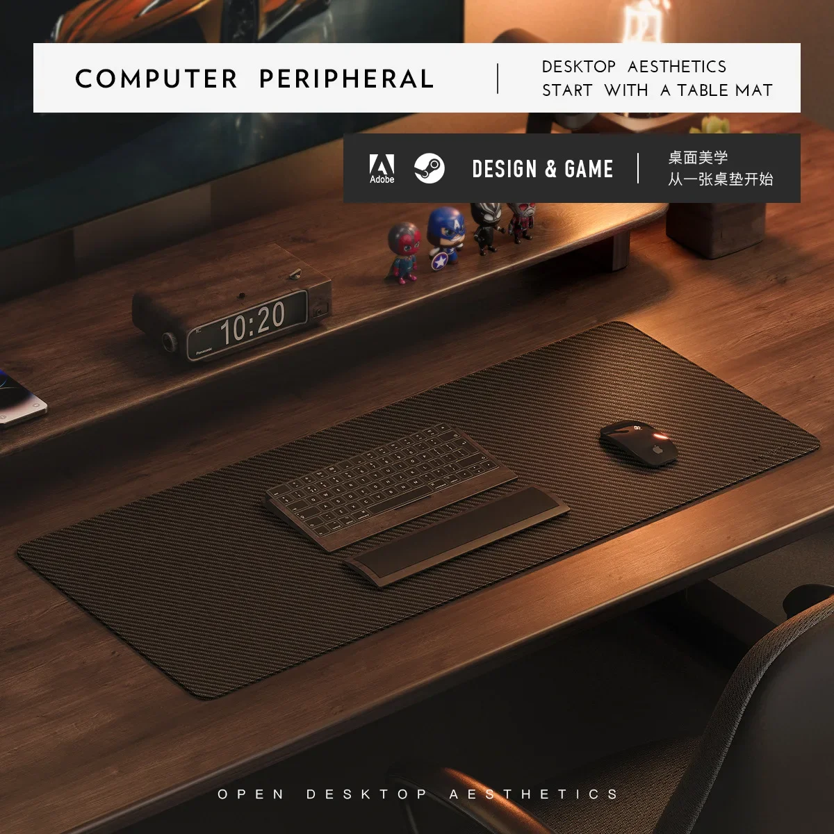 Carbon Fiber Texture Leather M - Leather Desk Pad recension och pris