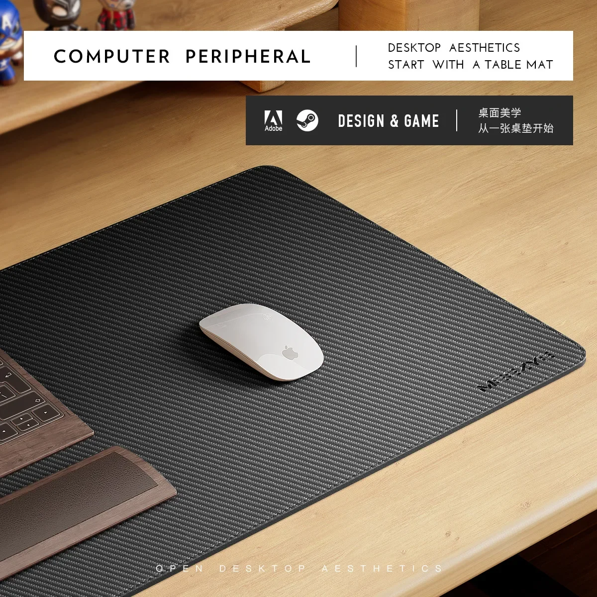 Carbon Fiber Texture Leather M - Leather Desk Pad recension och pris